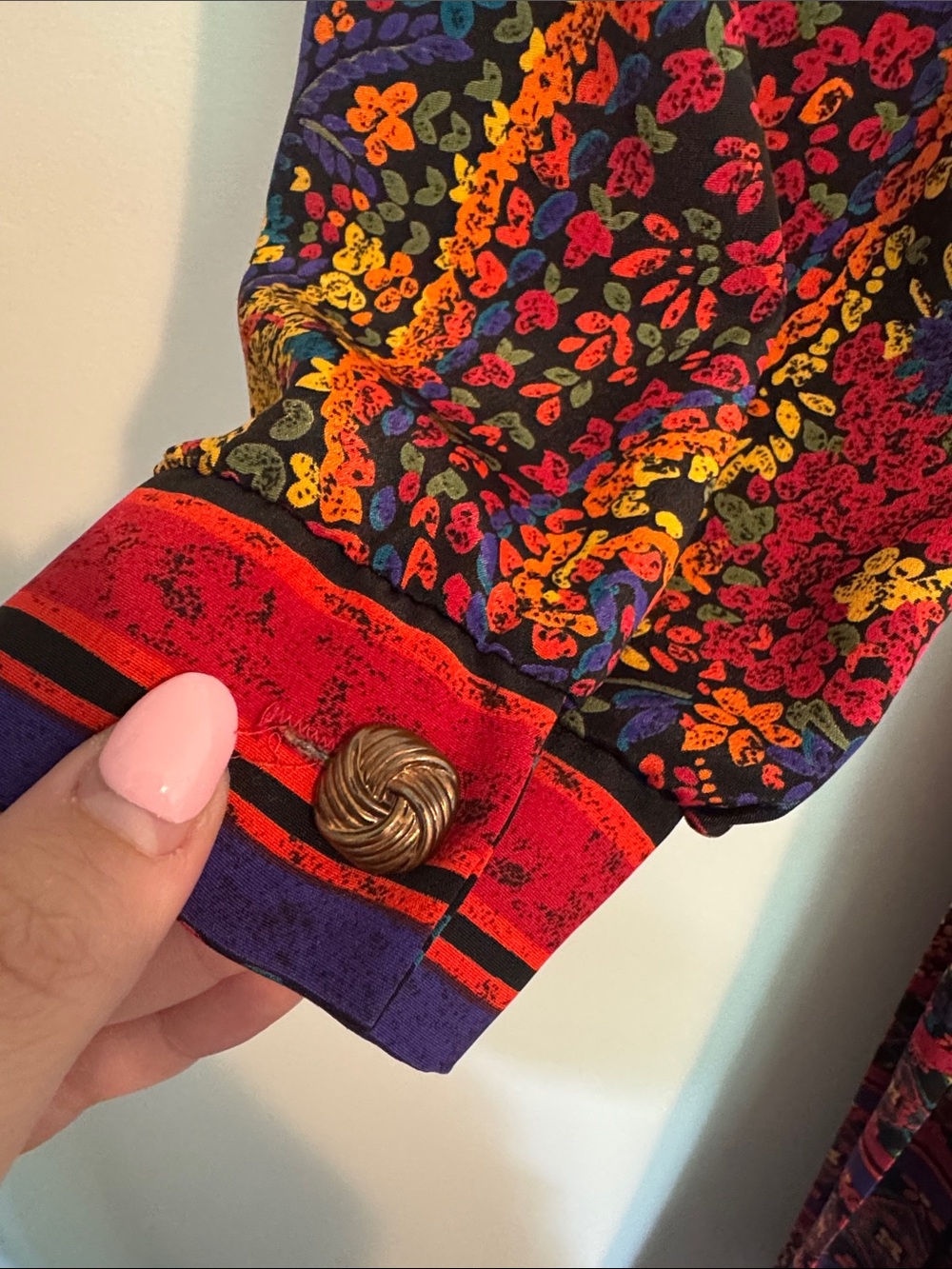 Vintage Lady Carol Multicolor Paisley Long Sleeve Midi Dress - Picture 7 of 7